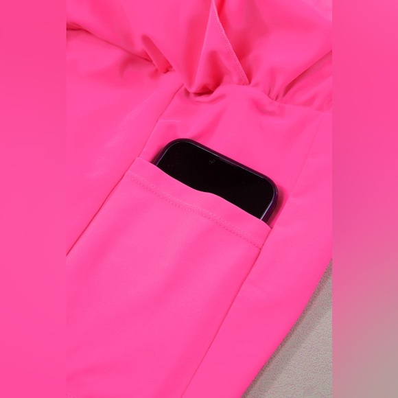 Bright Pink Frilly High Waist Petal Wrap Athletic/Swim Shorts NWT - Picture 7 of 8